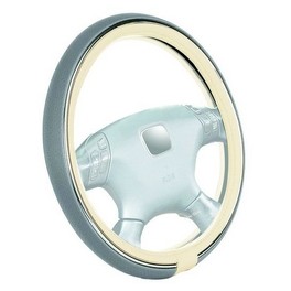 Couvre-Volant TROPHY 5 en Simili Cuir Gris Crème et Chrome- Simoni Racing