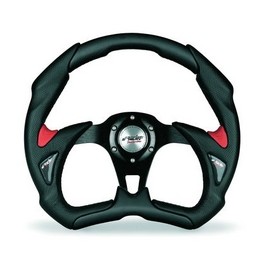 Volant tuning X5 POLY-PELLE  Cuir noir et rouge SIMONI RACING