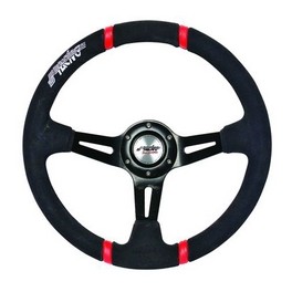 Volant Racer Peau Retournée Noir et Rouge  SIMONI RACING