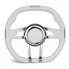 Volant tuning cuir blanc IRON chrome  SIMONI RACING