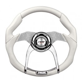 Volant tuning cuir blanc et strass TORQUE SPARKLING SIMONI RACING