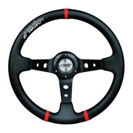 Volant tuning cuir noir et rouge 3 Branches GRAVEL SIMONI RACING